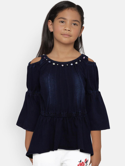 

Tiny Girl Girls Navy Blue Solid Top