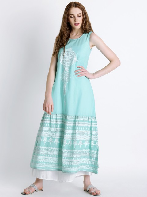 

RANGMANCH BY PANTALOONS Women Blue Printed A-Line Kurta