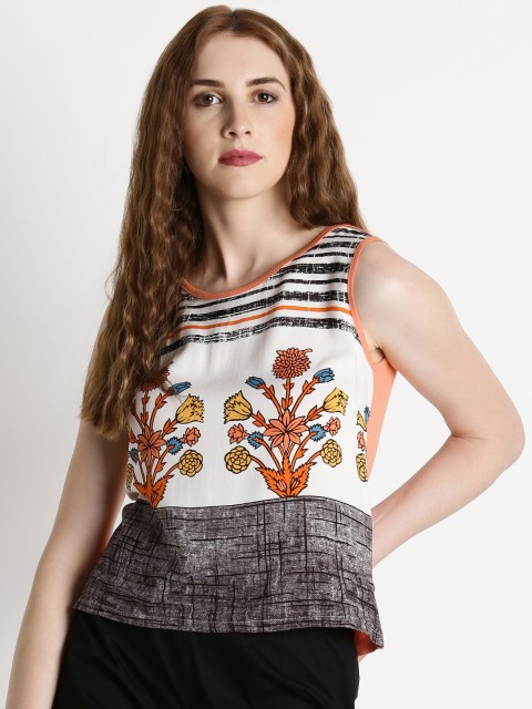 

AKKRITI BY PANTALOONS Women Off-White Printed Top