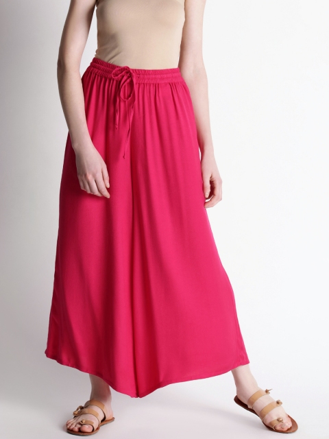 

RANGMANCH BY PANTALOONS Women Pink Wide Leg Solid Palazzos