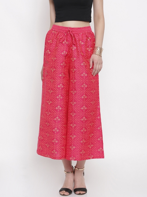 

RANGMANCH BY PANTALOONS Women Magenta Straight Printed Palazzos