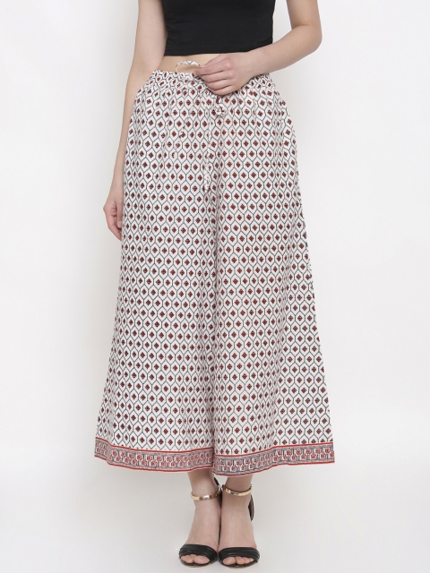 

RANGMANCH BY PANTALOONS Women Off-White Printed Flared Palazzos