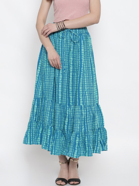 

AKKRITI BY PANTALOONS Women Blue Printed Flared Skirt