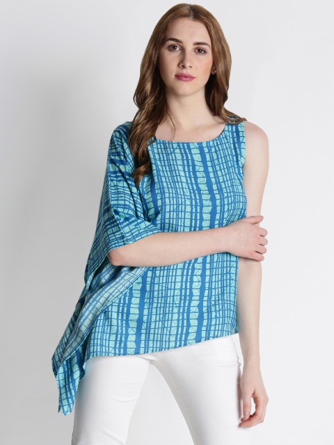 

AKKRITI BY PANTALOONS Women Blue Printed Kaftan Top