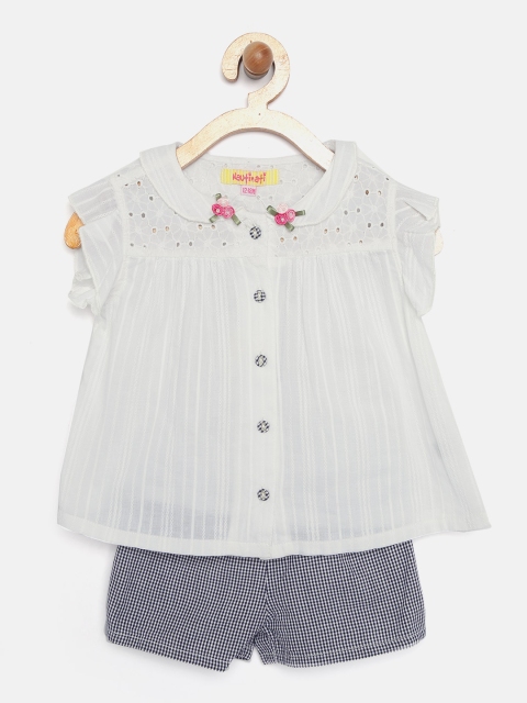 

Nauti Nati Girls White & Navy Embroidered Top with Shorts