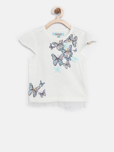 

Nauti Nati Girls White Butterfly Print Top