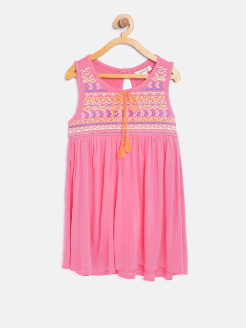 

Nauti Nati Girls Pink Embroidered A-Line Top