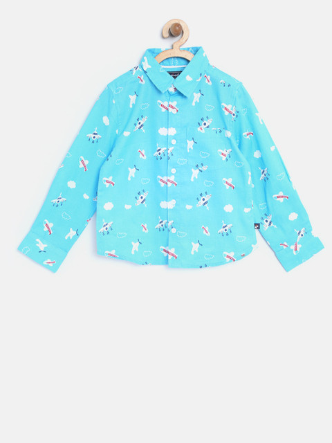 

Nauti Nati Boys Blue Regular Fit Printed Casual Shirt