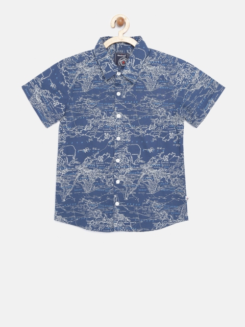 

Nauti Nati Boys Navy & Off-White Printed Casual Shirt, Navy blue