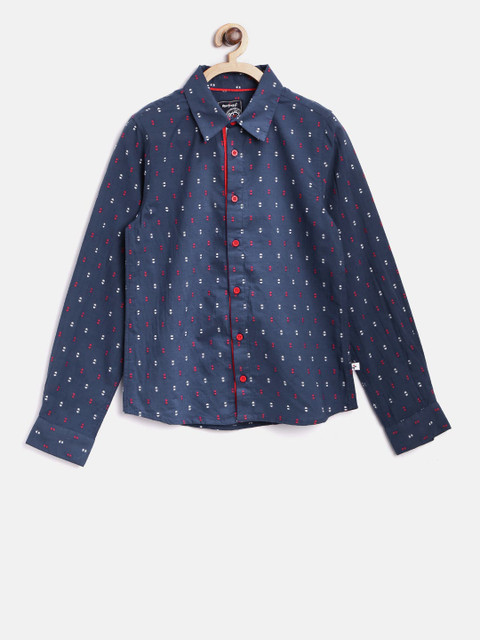 

Nauti Nati Boys Navy Patterned Casual Shirt, Navy blue
