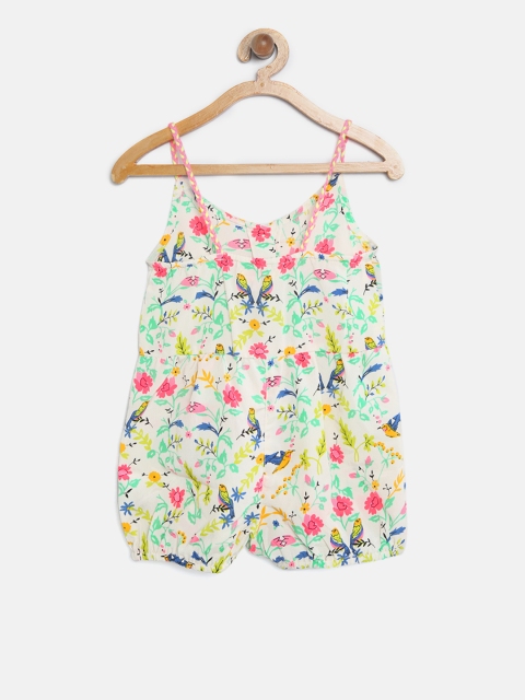 

Nauti Nati Girls White & Pink Printed Playsuit