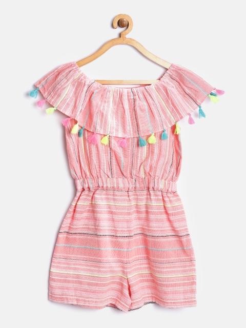 

Nauti Nati Peach-Coloured Striped Playsuit