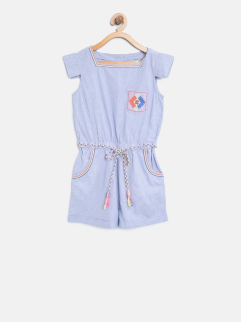 

Nauti Nati Blue Self Design Playsuit