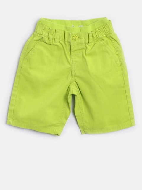 

Nauti Nati Boys Lime Green Solid Regular Shorts
