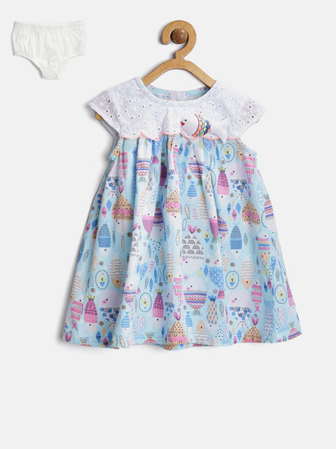 

Nauti Nati Girls Blue & White Fish Print A-Line Dress