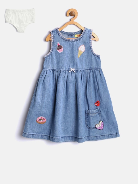 

Nauti Nati Girls Blue Denim A-Line Dress