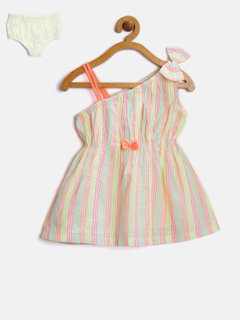 

Nauti Nati Girls Multicoloured Self-Striped Fit & Flare Dress, Multi
