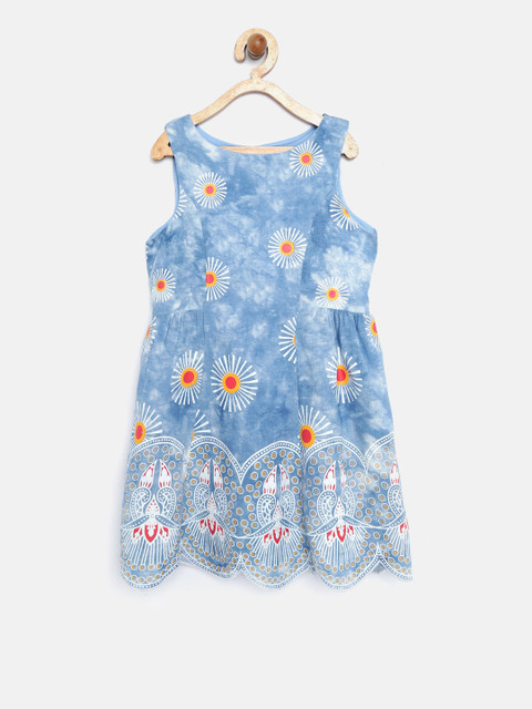 

Nauti Nati Girls Blue & Off-White Printed Fit & Flare Dress