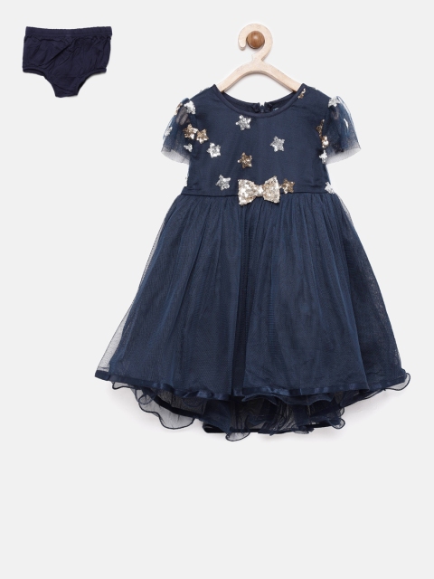 

Nauti Nati Girls Navy Blue Embellished Fit and Flare Dress