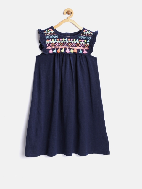 

Nauti Nati Girls Navy Blue Solid A-Line Dress