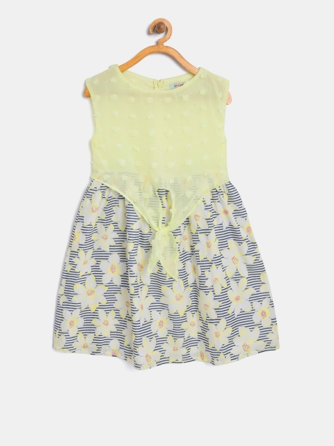

Nauti Nati Girls Yellow & Navy Printed A-Line Dress