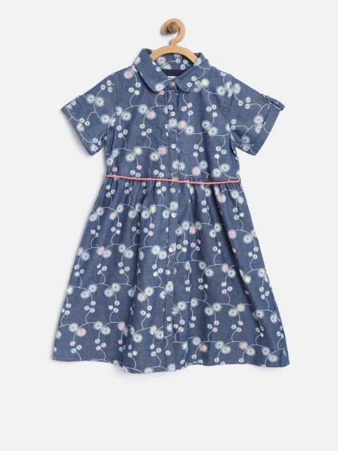 

Nauti Nati Girls Blue Printed Shirt Denim dress
