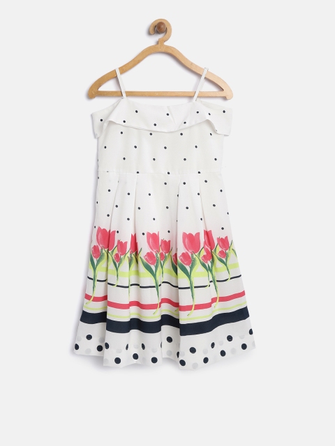

Nauti Nati Girls White Printed A-Line Dress