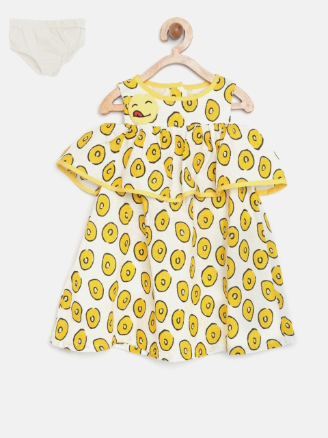 

Nauti Nati Girls Yellow Printed Layered A-Line Dress