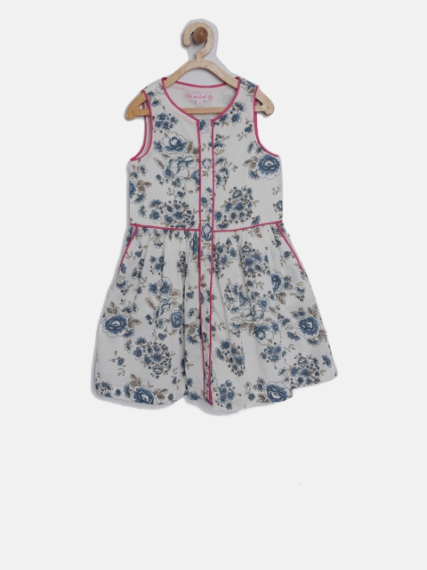 

Nauti Nati Girls White & Navy Floral Print Fit & Flare Dress