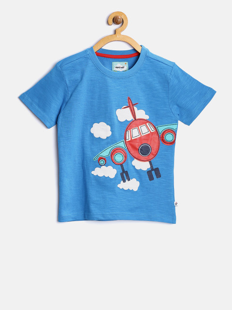 

Nauti Nati Boys Blue Printed Round Neck T-shirt