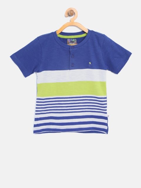 

Nauti Nati Boys Blue Striped Henley Neck T-shirt