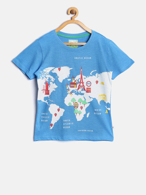 

Nauti Nati Boys Blue Printed Round Neck T-shirt