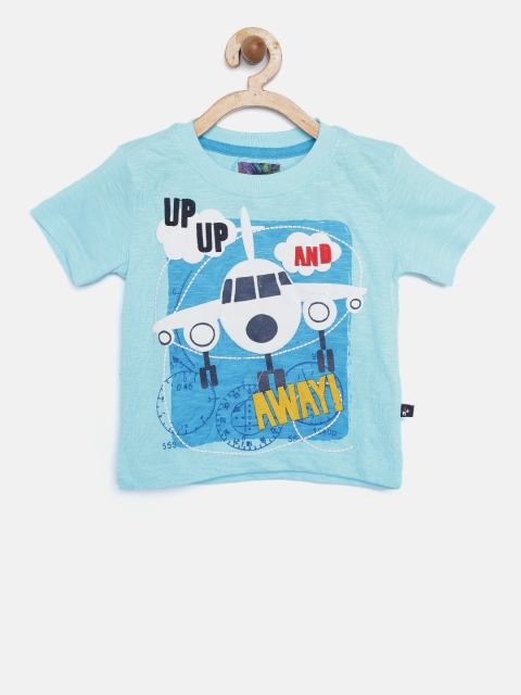 

Nauti Nati Boys Blue Printed Round Neck T-shirt