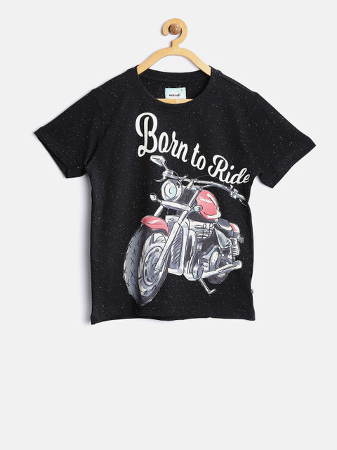 

Nauti Nati Boys Black Printed Round Neck T-shirt