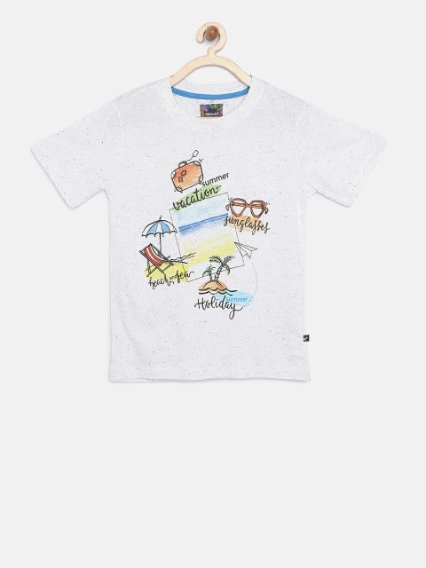

Nauti Nati Boys Off-White Printed Round Neck T-shirt