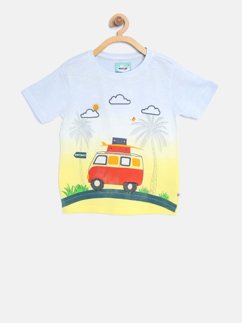 

Nauti Nati Boys Blue Printed Round Neck T-shirt