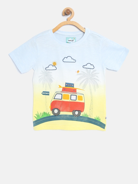 

Nauti Nati Boys Blue Printed Round Neck T-shirt