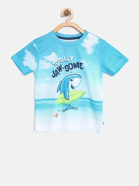 

Nauti Nati Boys Blue Printed Round Neck T-shirt