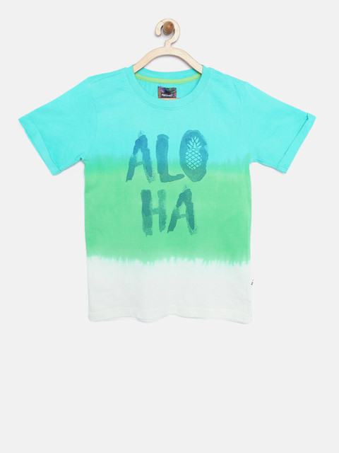 

Nauti Nati Boys Blue & Green Tie & Dye Round Neck T-shirt