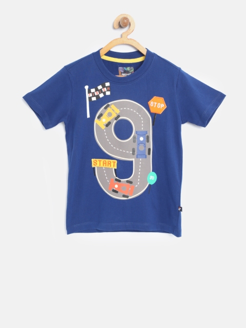 

Nauti Nati Boys Blue Printed Round Neck T-shirt