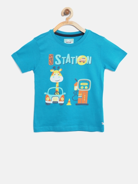 

Nauti Nati Boys Blue Printed Round Neck T-shirt