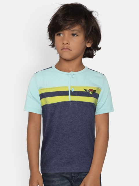 

Nauti Nati Boys Navy Colourblocked Henley Neck T-shirt, Navy blue
