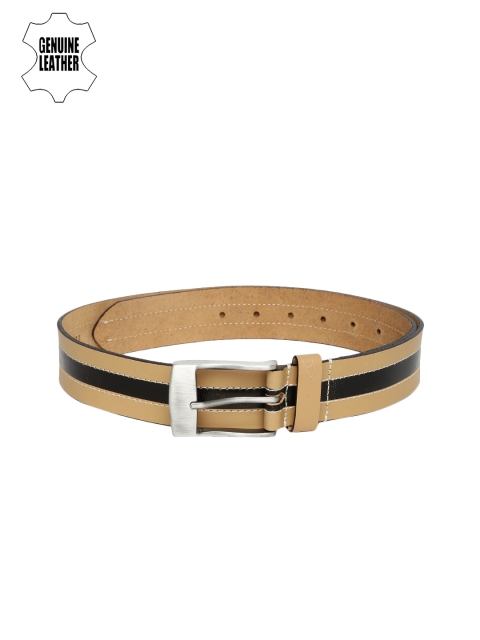 

Fastrack Men Beige & Black Striped Genuine Leather Belt