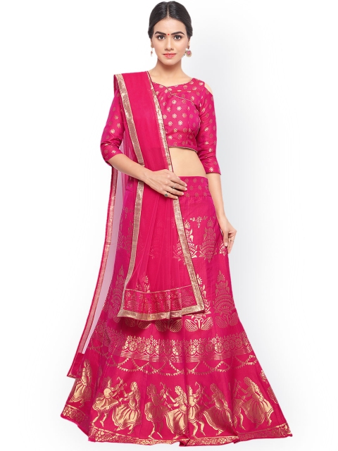 

Styles Closet Pink Semi-Stitched Lehenga & Blouse with Dupatta