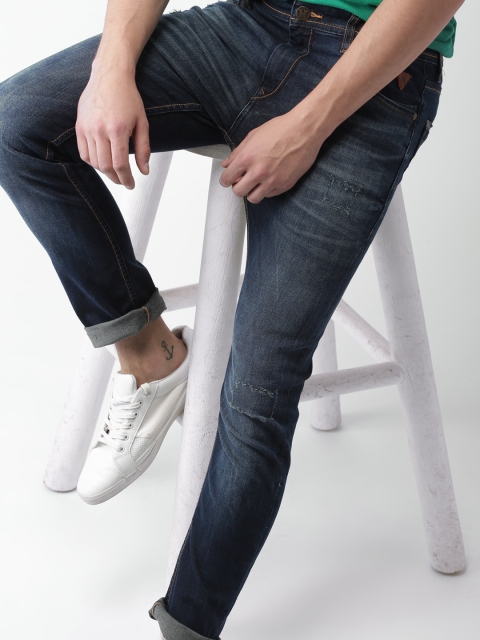

Harvard Men Blue Skinny Fit Mid-Rise Low Distress Stretchable Jeans