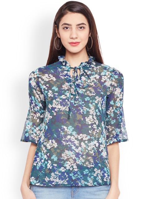 

Ruhaans Women Blue Printed Top