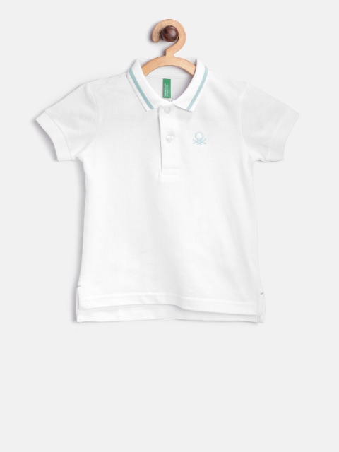 

United Colors of Benetton Boys White Solid Polo Collar T-shirt