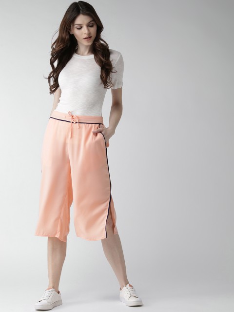 

Mast & Harbour Women Peach-Coloured Solid Culottes