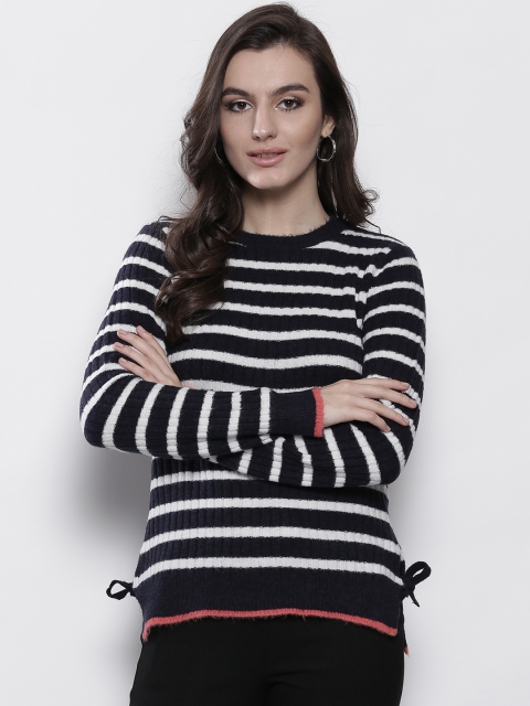 

DOROTHY PERKINS Women Navy & White Striped Sweater, Navy blue