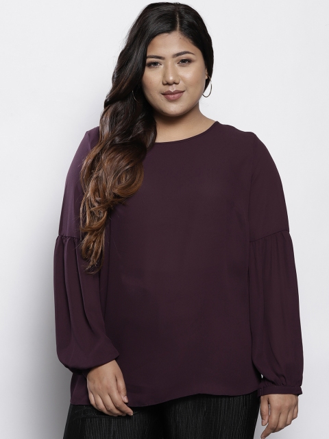 

DOROTHY PERKINS Women Burgundy Solid Top